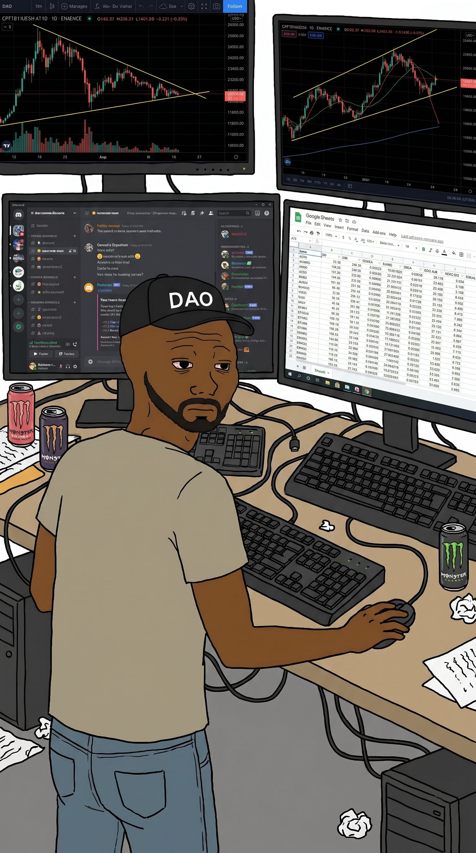 DAO at his desk
